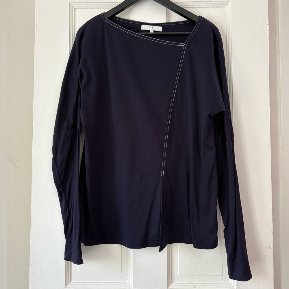 Tibi Navy Blue Cotton Top